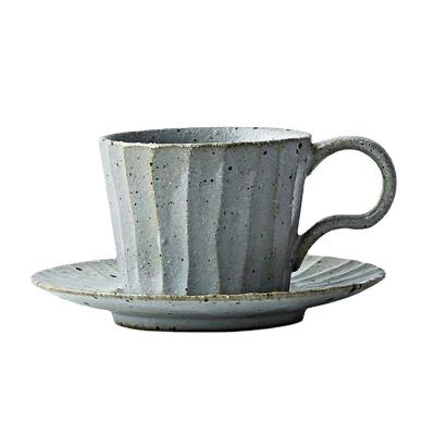 China Japan Retro Pottery Mug Simplicity Milk Coffee Cup Premium Saucer Set Couple Lunch Cup for sale