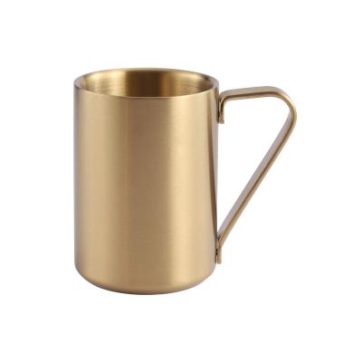 China Durable 304 Stainless Steel Double Layer Korean Style Coffee Mug With Handle Anti Drop Cup Breakfast Milk Beer Water Cup for sale