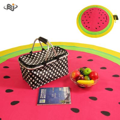 China Picnic BBQ Fleece Watermelon Foam Circular Round Peva Waterproof Picnic Blanket Cmping Picnic Mat Rug Outdoor Travel for sale