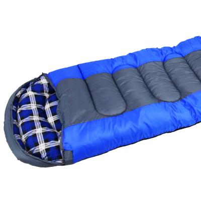 China Traveling Sleep Camping Rectangular 3 Season Flannel Polyester Envelope Sleeping Bag for sale