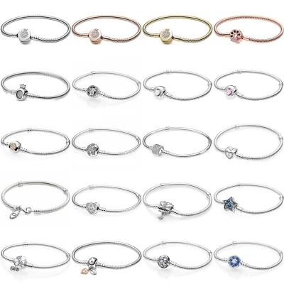 China Original CLASSIC 925 Daisy Buckle Women Infinity Knot Sterling Silver Snake Bracelet With Charm Pandoraer Bracelet with S925 ALE Logo for sale