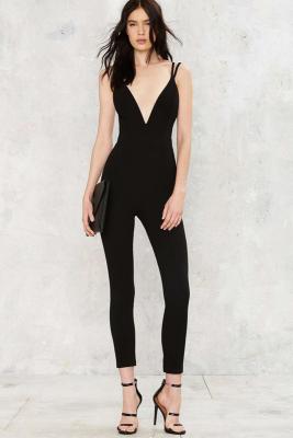 China Light Grey Black Bodycon Jumpsuit , Bodycon Bandage Jumpsuit OEM Accepted for sale