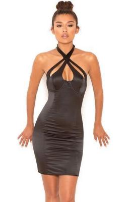 China Anti - Static Halter Neck Bandage Dress , Cut Out Bandage Dress For Women for sale