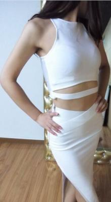 China Sleeveless Two Piece Bandage Dress Black / White With Knitted Technics for sale