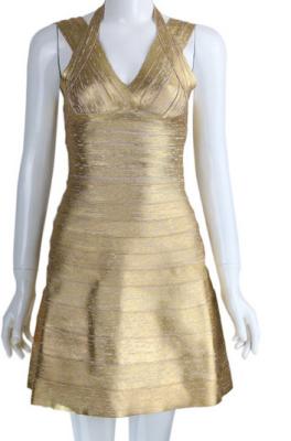 China Elegant Halter Foil Bandage Dress / Metallic Foil Dress For Casual for sale