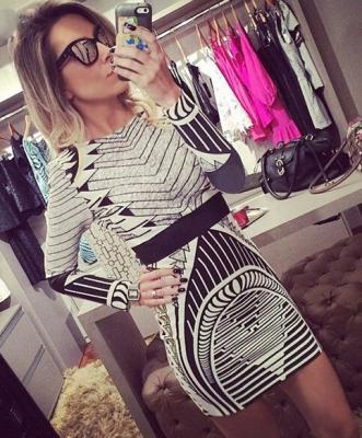 China Sexy Foil Print Bodycon Dress Long Sleeve For Party / Club / Celebrity for sale