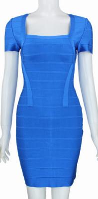 China Anti - Static Classical Short Sleeve Bandage Dress Blue Color for sale