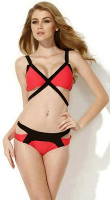 China Sexy Cross Two Piece Bandage Swimsuit , Bandage Bathing Suit Various Size for sale