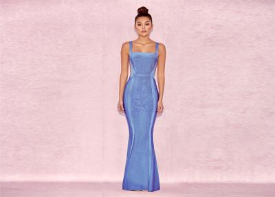 China New Designs Blue Elegant Maxi Strap Backless  Women Bandage Dress for sale