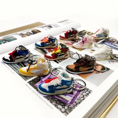 China Hot Selling Gifts Hip-pop 3D Shoes Model White Mini OUCH And AJ1 Air Jordan Shoes Key Chain With Sneaker Culture Key Chain Box for sale