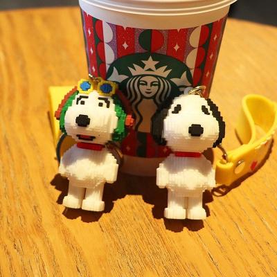 China Promotion 3D Cartoon Building Block Design Custom Cute Animal Charm Rubber Soft PVC PVC Key Chain Eco-friendly Browser For Kid Bag Pendant Rubber Key Chain for sale