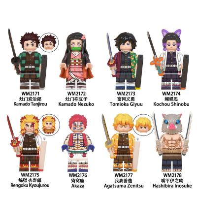 China DIY TOY High quality WM6116 Japan anime demon slayer Tanjiro Kamado Nezuko mini akaza figure building block set for kid educational toys for sale