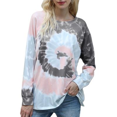 China OTHER Autumn Sweatsuit Clothes Crop Long Sleeve T-Shirts Shear Tie Dye Plus Size Sweater Women for sale