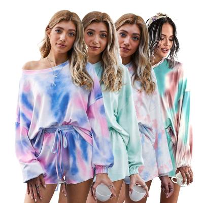 China OTHER Top Quality 2021 Summer Casual Tie-Dye Fashion Loungewear Pajama Sets Women for sale