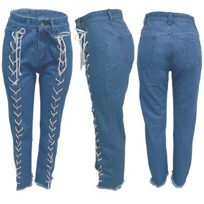 China 2021 Women's Popular Clothing Drop Jeans Breathable Strappy Waisted Pants High Tops No Tops for sale