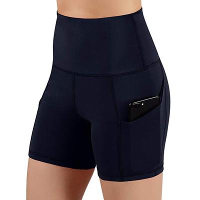 China Promotional Women's High Waist Viable Out Of Pocket Yoga Shorts Pants Tummy Control Workout Running 4 Way Stretch Yoga Shorts for sale