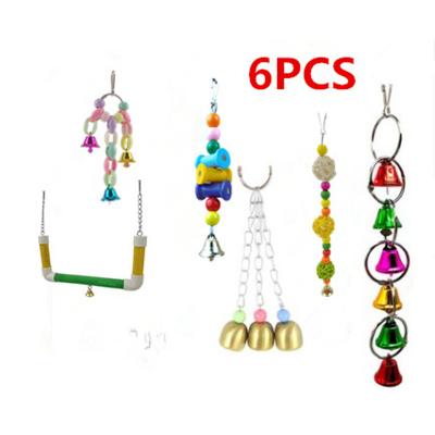 China Sustainable Stocked Climbing Bird Parrot Toys Chew Set 6pcs Eco - Friendly Bird Toys Swing For Cage for sale