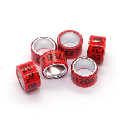 China Aluminum+plastic factory 7/8/9 mm rings customize printing bird leg band club pigeon 8MM content leg band for sale