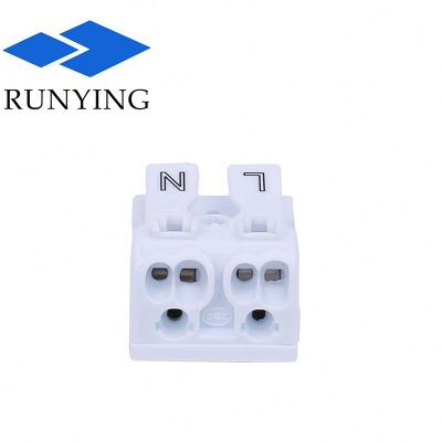 China Quick-Connect Terminals ENEC CE 2 Pin 2 Electrical Post Push In Wire Connector White Self Locking Quick Connect Lighting Cable Terminal for sale