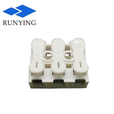 China 2.5-4 Square Feed Through Quick Push Type PP Terminal Block Connector 3 Way Wire To Wire Connector for sale