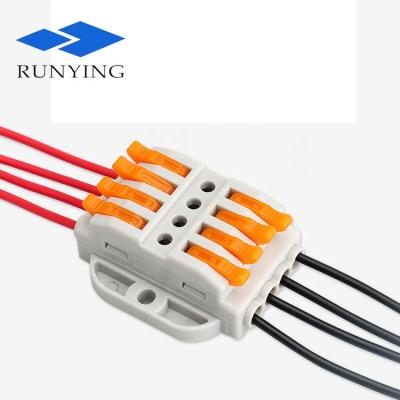 China Automotive Electrical 4 Pin Connector Screwless Design Compact Terminal Blocks 4 In 4 Fast Flattening Cable Connector for sale