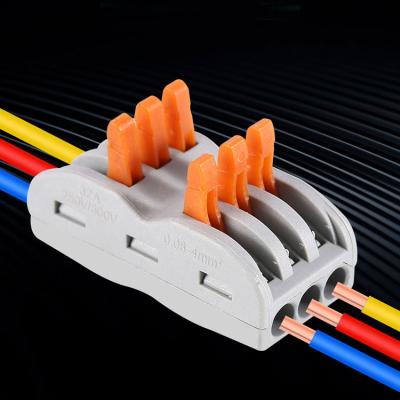 China Automotive 3 Pin 3 Hole LED Lighting Electrical Cable Connector Quick Connect 3 In 3 222 Series Quick Push Pin Connect Terminal Block for sale