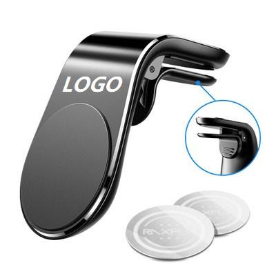 China L Shape 2021 Promotional Custom Mobile Phone Holder Strong Magnetic Air Vent Car Mount For OEM Logo Gift Item for sale