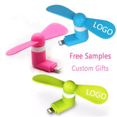 China Custom Logo Promotional Gifts Portable Phone Fan Mini Cell Phone Fan USB Fan For iPhone For Samsung Android Cell Phones for sale