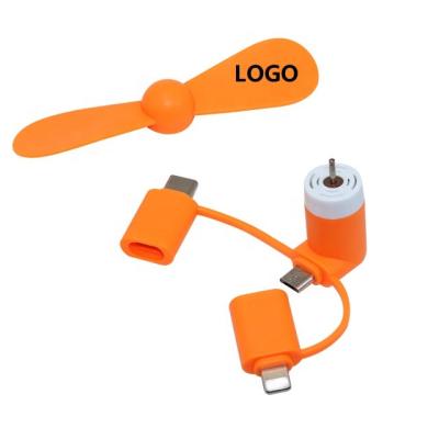 China 2020 mini mobile phone fan promotion gift 3in1 usb fan for IOS smartphone android mobile phone fan compatible TYPE C for sale