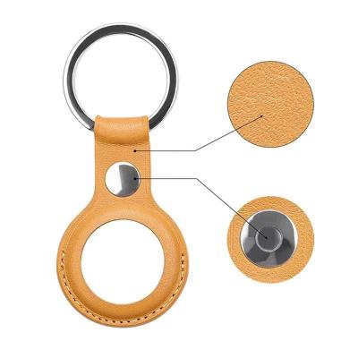 China Amazon Hot Selling Anti-drop For AirTag Case Leather For Apple Airtags Tracker Tracking Holder Collar Buckle PU Leather Case With Keychain for sale