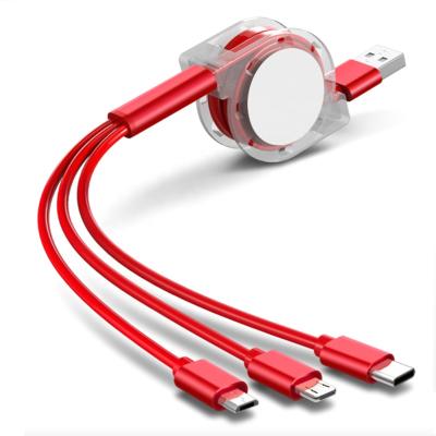 China Hot Product 2021 Retractable/3.1A Fast Charging Three In One Cable Telescopic Mobile Phone Usb Charging Cable Manufacturer for sale