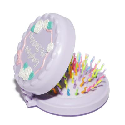 China Pocket Mirror Hair Brush and Colored Folding Mirror, Compact Massage Comb for the Pocket, for Wet or Dry Hair for sale