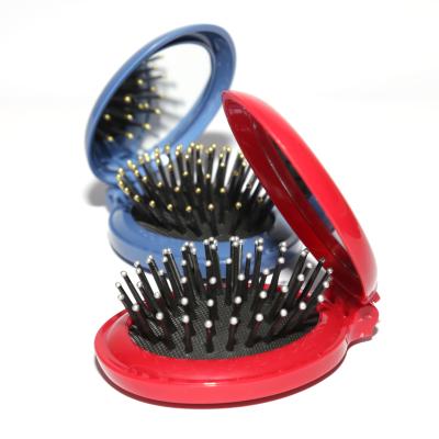 China Pocket Mirror Oval Folding Hair Brush with Mirror, Compact Massage Comb for Pocket, for Wet or Dry Hair for sale