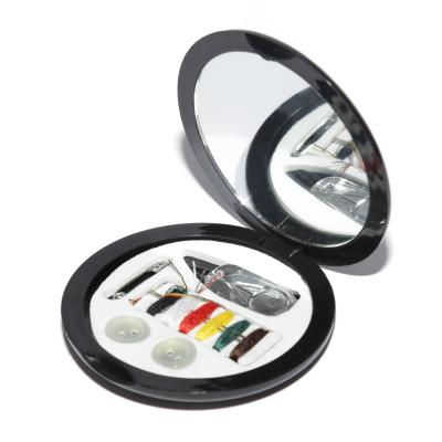 China Mini Folding Sewing Box with Mirror, Round Pocket Sewing Tool Kit for Travel, Promotional Gifts GW2106 for sale