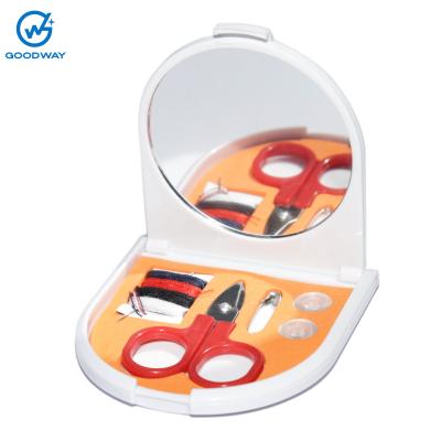 China Mini Folding Sewing Box with Mirror, Pocket Sewing Tool Kit for Travel, Portable DIY Sewing Accessories GW2102 for sale