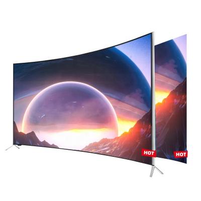 China Hotel TV 2023 new design OEM 4k ultra HD wifi 1G+8G metal shell tempered glass smart tv 50 55 inch led curved screen tv televisions for sale