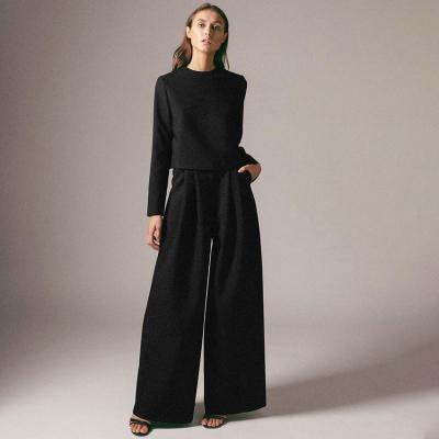 China 2021 Autumn Breathable Wide Leg Woman Long Sleeve Sweat Suit Casual Clothing Suits For Woman for sale