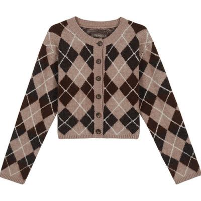 China Amazon jacket 2021 new retro women sweaters plaid breathable knitting women's cardigan tops loose sweaters for sale