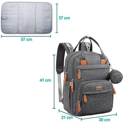 China With USB 2022 5 in 1 Portable Foldable Outdoor Baby Changing Set Bags for Mother Mom Baby Travel Diaper Bag for sale