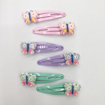 China Hair clip Wee075 6Pcs/Card Resin Rainbow butterfly Accessories Children Hairclip Metal Snap Hair Clip For Kids for sale