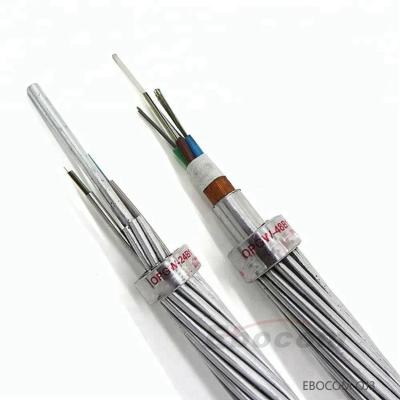 China Cable de tierra de Opgw Fibra en cadena 6 8 12 16 24 36 48 60 72 tensión de núcleo bajo precio OPGW en venta