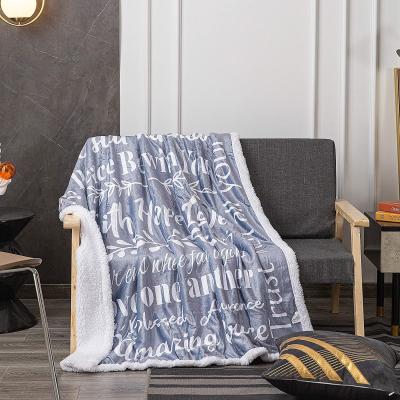 China Comfort Gift Anti-Static Thick Sherpa Throw Blanket With Inspirational Thoughts And Prayers Flannel Blanket for sale