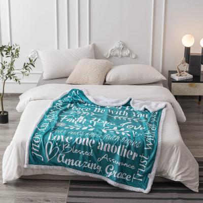 China OEM DIY Anti-Static Luxury Flannel Comfort Gift Thick Throw Blanket With Inspirational Thoughts for sale