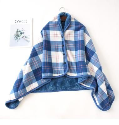 China Airplane Home Travel Hotel Bathroom Warm Sale Plaid Pattern Double Layers Shawl Flannel Sherpa Blankets for sale