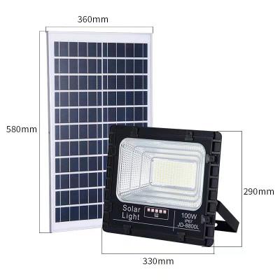 China JD Warehouse High Quality Waterproof ABS Ip67 100w LED Remote Control Solar Flood Light for sale