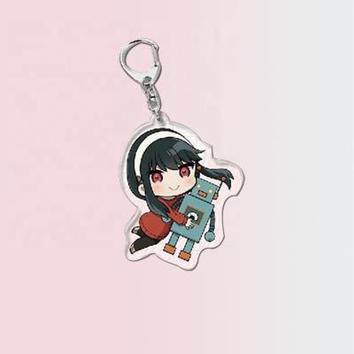 China Plastic Custom Bulk Promotional Logo Cute Kawaii Cartoon Anime Clear Resin Glitter Acrylic Plastic Keychain Charm With Epoxy for sale