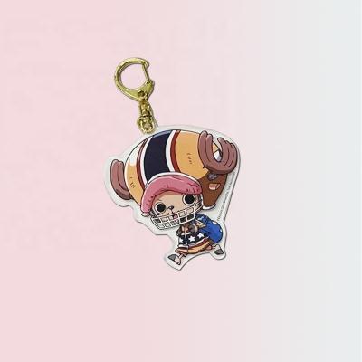 China Plastic ADS creative gradient Two side printed Custom charm Japan anime acrylic keychain with glitter hologram for sale