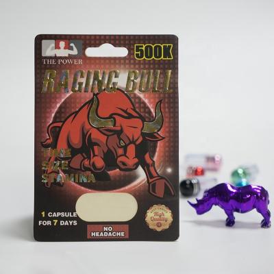 China Red Bull Recyclable Pill Wrapping Rhino Blister Custom Printed Paper Card for sale