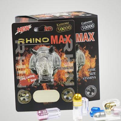 China Factory Recyclable Rhino 69 Medicine Pills Enhancement Pill Capsules Bottle Paper Card Display Box Packaging for sale