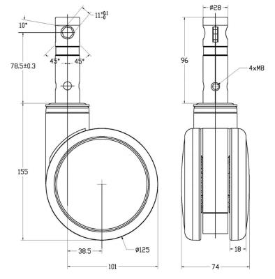 China Modern high quality medical caster center locking caster for sale for sale